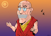 Cartoon: The tongue of the Lama (small) by Enrico Bertuccioli tagged dalailama,tongue,incident,spiritualleader,exile,buddhist,buddhism,buddah