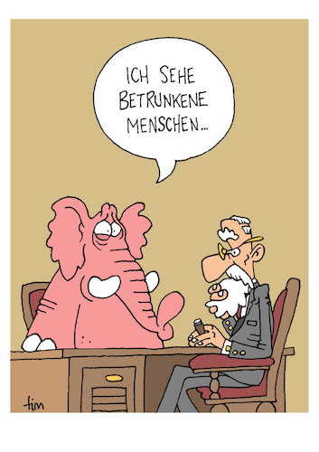 Cartoon: Rosa Elefant beim Psychater (medium) by Tim Posern tagged rosa,elefant,psychater,alkohol