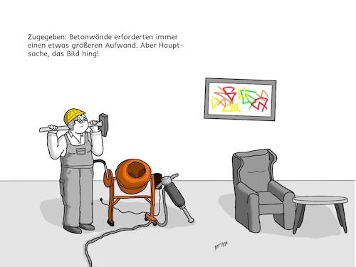 Cartoon: Bild hängt! (medium) by Birtoon tagged handwerker,heimwerker