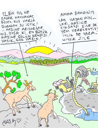 Cartoon: 12 thousand years old lake (medium) by yasar kemal turan tagged 12,thousand,years,old,lake