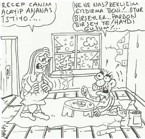 Cartoon: ana bana ananas al (medium) by yasar kemal turan tagged ananas