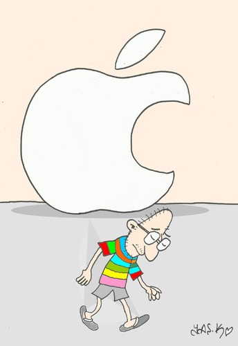Cartoon: Apple -Steve Jobs (medium) by yasar kemal turan tagged apple,steve,jobs,resignation,ceo