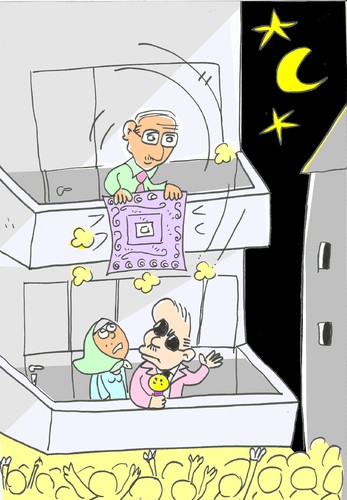 Cartoon: election is over (medium) by yasar kemal turan tagged klctaroglu,erdogan,speech,balcony
