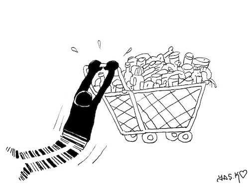 Cartoon: barcode (medium) by yasar kemal turan tagged barcode