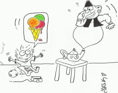 Cartoon: BIG  request (medium) by yasar kemal turan tagged lamp,magic,gin,cream,ice