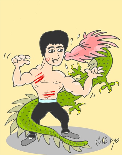 Cartoon: Bruce Lee love (medium) by yasar kemal turan tagged love,lee,bruce