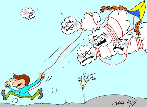 Cartoon: cloud hunter (medium) by yasar kemal turan tagged cloud,hunter