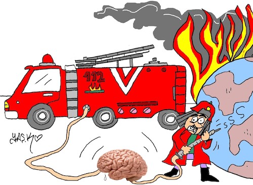 Cartoon: collapse of the mind (medium) by yasar kemal turan tagged collapse,of,the,mind