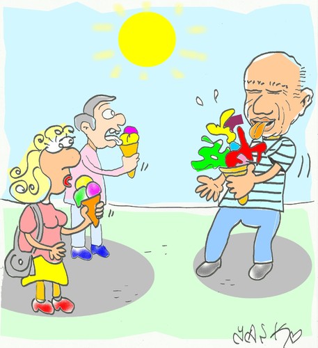Cartoon: Picasso-cubic ice cream (medium) by yasar kemal turan tagged cream,ice,picasso,pablo