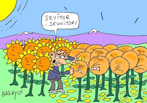 Cartoon: daisy fortune telling (medium) by yasar kemal turan tagged daisy,fortune,telling