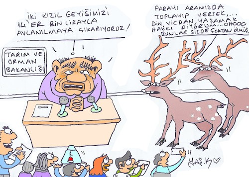 Cartoon: deer massacre (medium) by yasar kemal turan tagged deer,massacre