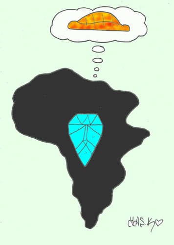 Cartoon: diamond (medium) by yasar kemal turan tagged africa,diamond,bread,hunger