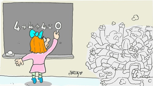 Cartoon: education in Turkey (medium) by yasar kemal turan tagged large,account,schoolgirl,education,in,turkey