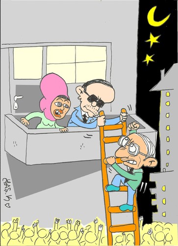 Cartoon: famous balcony (medium) by yasar kemal turan tagged turkey,speech,klctaroglu,erdogan,balcony,famous
