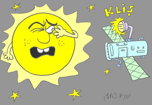 Cartoon: glare (medium) by yasar kemal turan tagged glare,sun,camera,satellite