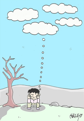 Cartoon: hope (medium) by yasar kemal turan tagged hope,love,rain,cloud,drought,thought