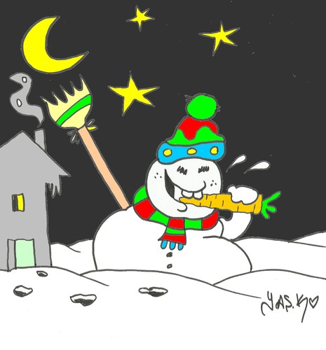 Cartoon: hungry (medium) by yasar kemal turan tagged hungry,snowman,carrots