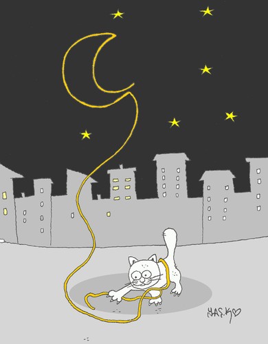 Cartoon: night game (medium) by yasar kemal turan tagged night,game