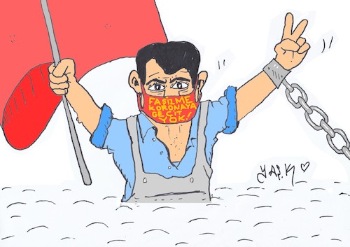 Cartoon: No passage to fascism and corona (medium) by yasar kemal turan tagged no,passage,to,fascism,and,corona