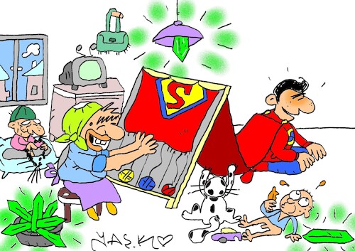 Cartoon: payment will be with Kryptonite (medium) by yasar kemal turan tagged payment,will,be,with,kryptonite