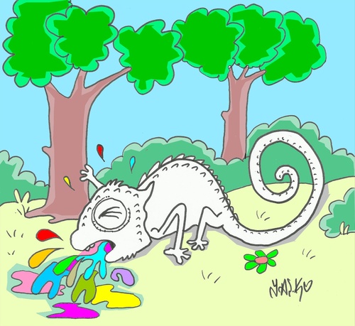 Cartoon: purify (medium) by yasar kemal turan tagged purify,love,spew,chameleon,colors,nature