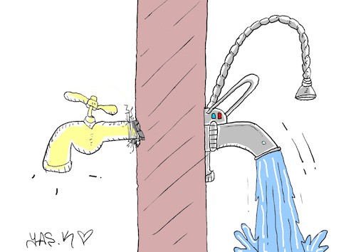 Cartoon: right to water (medium) by yasar kemal turan tagged right,to,water
