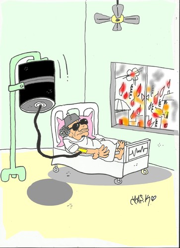 Cartoon: serum (medium) by yasar kemal turan tagged oil,war,libya,gaddafi,serum