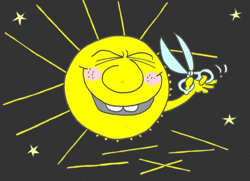 Cartoon: renewed sun (medium) by yasar kemal turan tagged scissors,space,sun,love,shaved