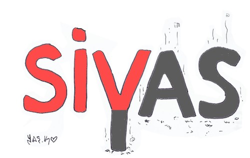 Cartoon: Sivas massacre (medium) by yasar kemal turan tagged sivas,massacre