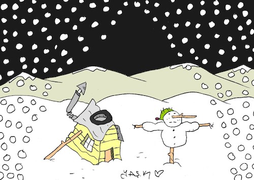 Cartoon: snow repel (medium) by yasar kemal turan tagged snow,repel