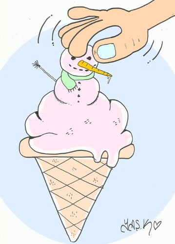 Cartoon: Snowman (medium) by yasar kemal turan tagged icecream,winter,snowman