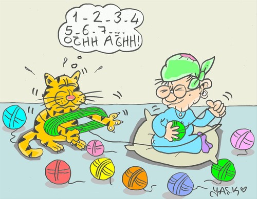 Cartoon: stress (medium) by yasar kemal turan tagged stress,cat,ball,love