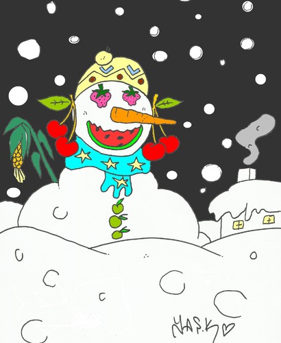 Cartoon: summer snowman (medium) by yasar kemal turan tagged snowman,summer