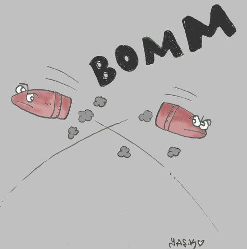 Cartoon: syria turkey bomb (medium) by yasar kemal turan tagged bombs,turkey,and,syria
