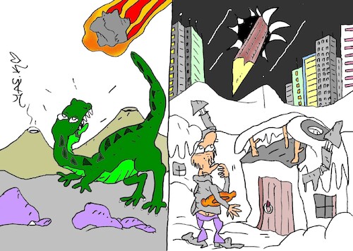 Cartoon: what destroyed the dinosaurs (medium) by yasar kemal turan tagged what,destroyed,the,dinosaurs