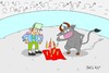 Cartoon: friendship (small) by yasar kemal turan tagged friendship,spain,bull,arena,red,cloth,bullfighting,love