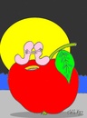 Cartoon: good night (small) by yasar kemal turan tagged good night founded apple worm love