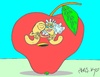 Cartoon: marriage (small) by yasar kemal turan tagged marriage apple worm love founded