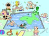 Cartoon: pool pee medicine (small) by yasar kemal turan tagged pool,pee,medicine