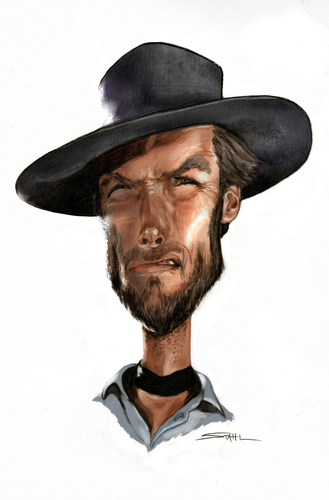 Cartoon: Clint Eastwood (medium) by Jeff Stahl tagged clint,eastwood,cowboy,good,western