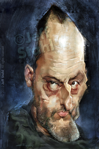 Cartoon: Jean Reno by Jeff Stahl (medium) by Jeff Stahl tagged jean,reno,leon,french,actor,caricature,illustration,jeff,stahl,digital,painting