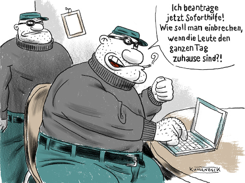 Cartoon: Soforthilfe (medium) by Thomas Kuhlenbeck tagged soforthilfe,einbrecher,antrag,computer,internet,kriminell,krimineller,soforthilfe,einbrecher,antrag,computer,internet,kriminell,krimineller