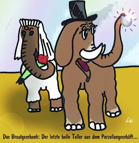 Cartoon: Elefantenhochzeit (medium) by Lutz-i tagged elefanten,hochzeit