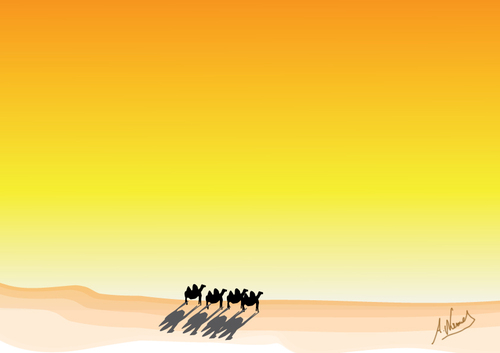Cartoon: camelos (medium) by arquimimo tagged camelos,desertos,cores,quentes