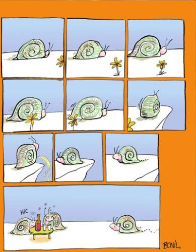 Cartoon: Slow drink... (medium) by BONIL tagged snail,drink,animal,friendship,bonil