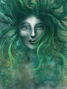 Cartoon: Bruja (small) by alesza tagged bruja,witch,painting,digital,art,illustration,girl,woman,green,hair,face