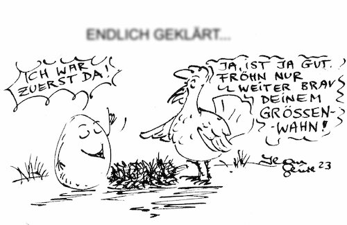 Cartoon: Ei oder Huhn? (medium) by Jean Genie tagged ostern,ei,huhn,henne,geheimnis,mythos,schöpfung,nest,egoismus,ostern,ei,huhn,henne,geheimnis,mythos,schöpfung,nest,egoismus