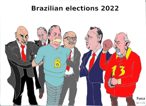 Cartoon: Brazilian rigged elections (medium) by Fusca tagged narcosocialist,extreme,left,tyranny,fraud,dictatorship,extr