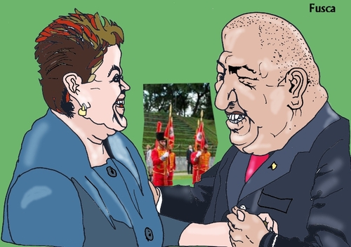 Cartoon: Lula and Dilma- Chavez servants (medium) by Fusca tagged tyrants,populist,dictators,dilma,lula,corruption