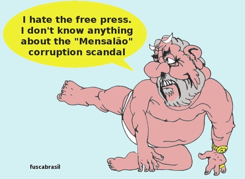 Cartoon: Lula the corruption king (medium) by Fusca tagged brazil,grossbribery,rousseff,lula,corruption